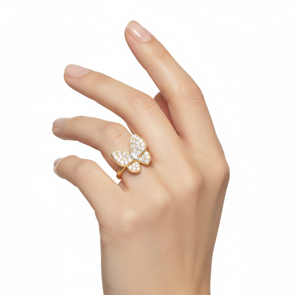 18K Two Butterfly Ring