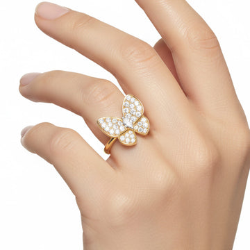 18K Two Butterfly Ring
