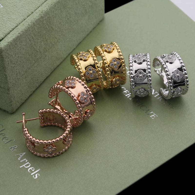Roostick Perlée Clovers Hoop Earrings