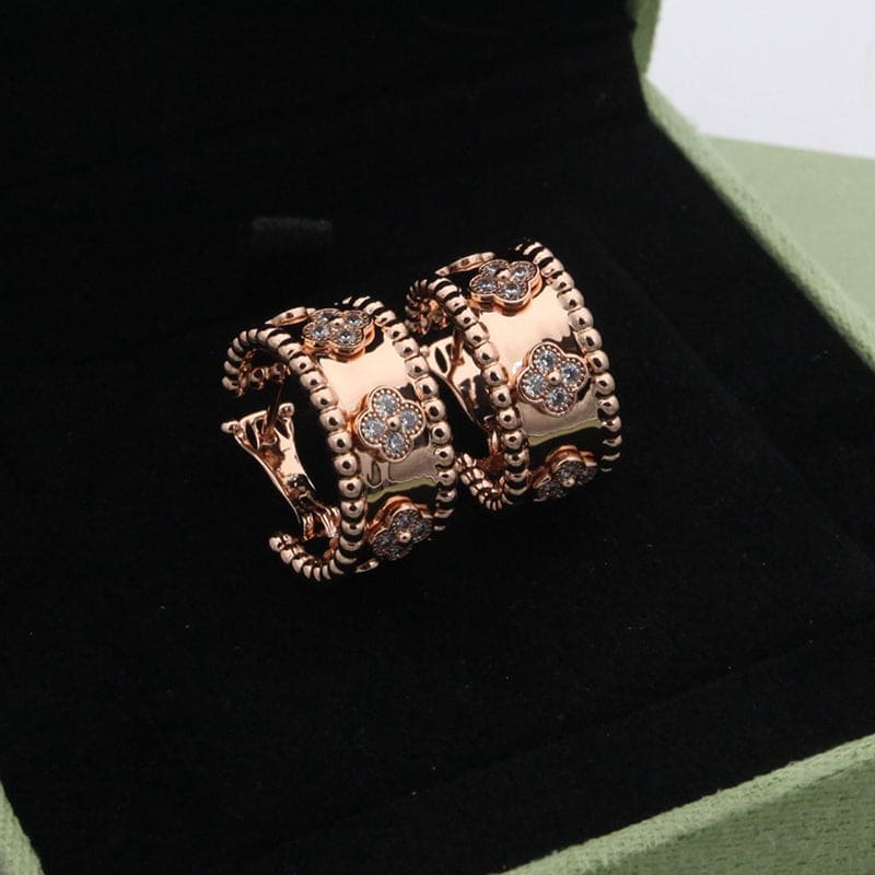Roostick Perlée Clovers Hoop Earrings
