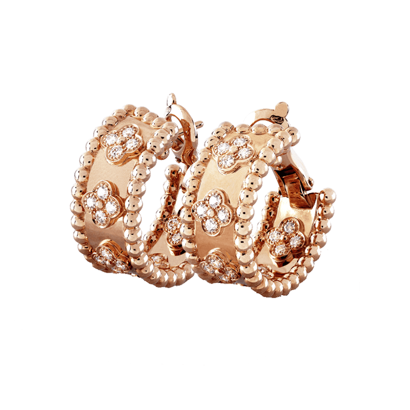 Roostick Perlée Clovers Hoop Earrings
