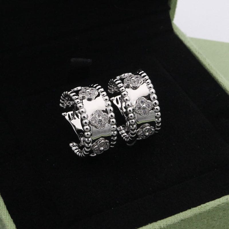 Roostick Perlée Clovers Hoop Earrings