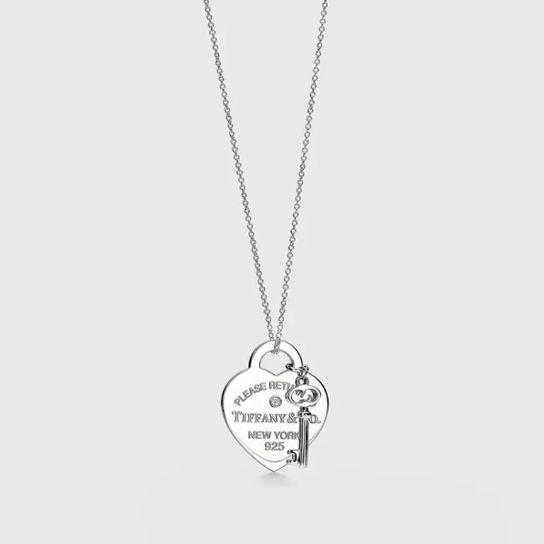 Roostick 18K Return to T Heart & Key Necklace