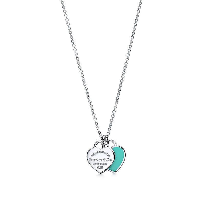 Roostick Red Double Heart Tag Necklace