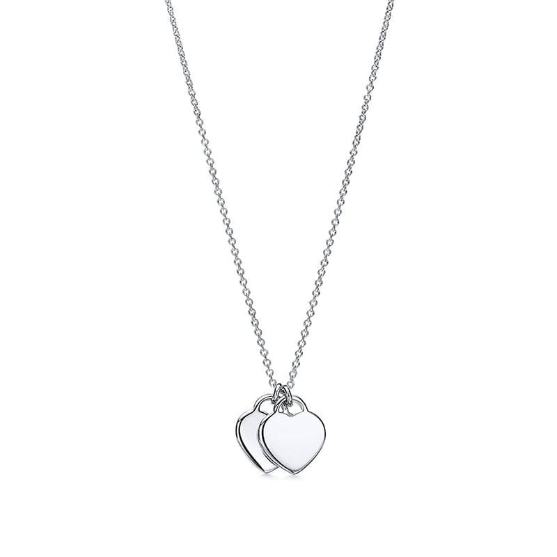 Roostick Red Double Heart Tag Necklace