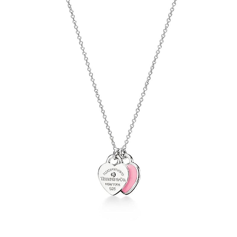 Roostick Red Double Heart Tag Necklace