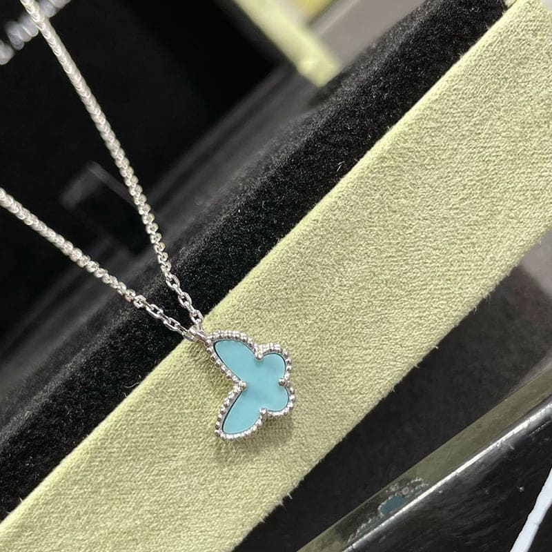 Roostick Sweet Alhambra Blue Butterfly Necklace
