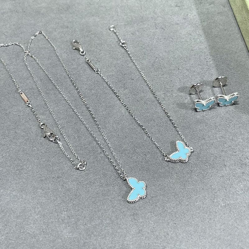 Roostick Sweet Alhambra Blue Butterfly Necklace