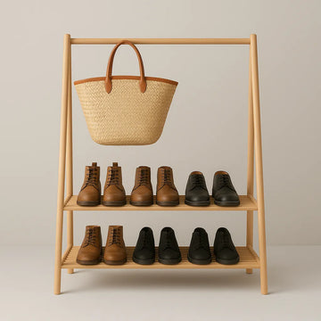 Boot Shoe Rack Sturdy Two Tier Stand With Hanging Storage Rai