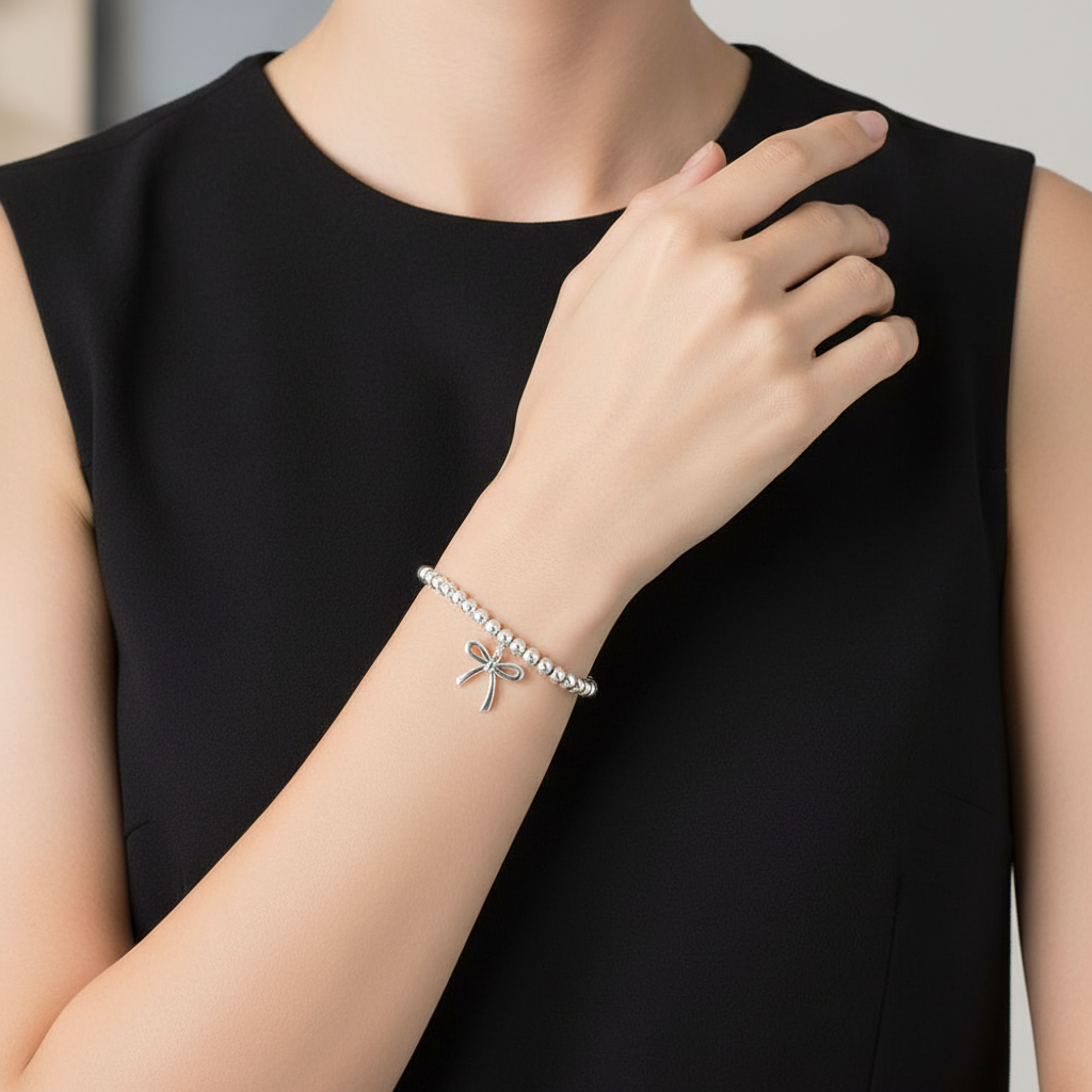 Bow Charm Bead Bracelet