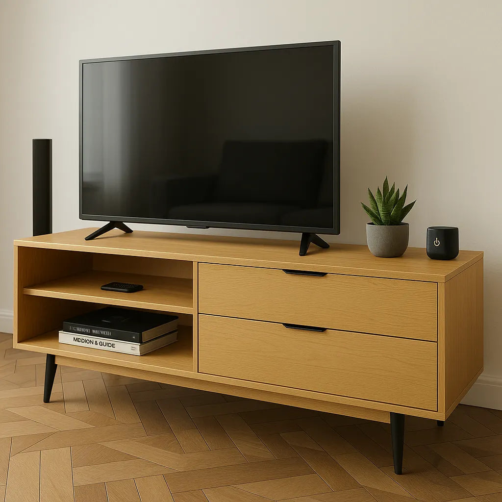 Compact TV Shelf Smart Storage Layout For Modern Living Room