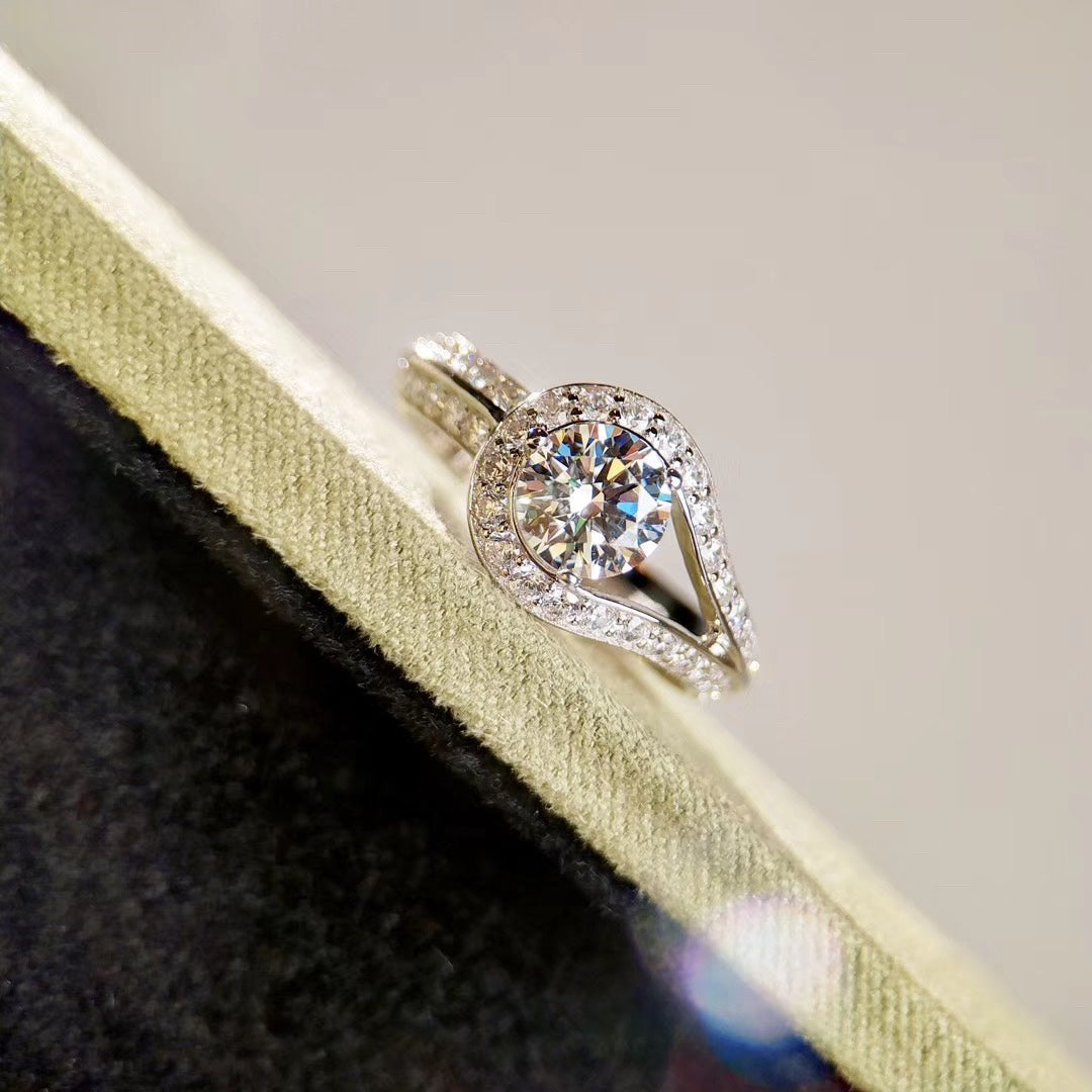 Couture Solitaire Pavé Ring