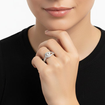 Couture Solitaire Pavé Ring