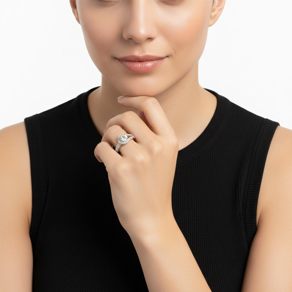 Couture Solitaire Pavé Ring