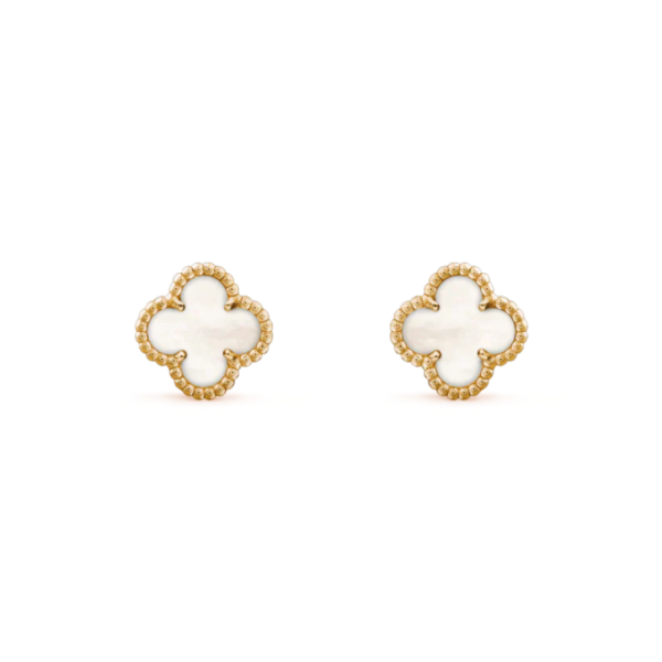 Roostick Clover Medium Gold Mop Stud Earrings