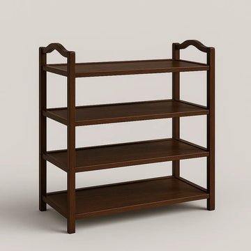 Four Tier Wooden Shelf Rack With Side Frame Walnut Finish