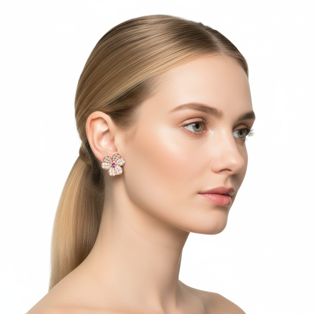 Frivole Pink Sapphire Earrings 18K Rose Gold Vermeil