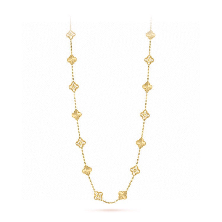Roostick Vintage Alhambra Gold 20 Motifs Long Necklace