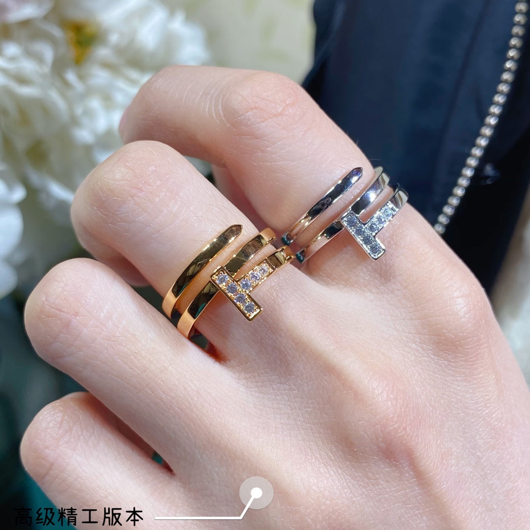 Roostick T Diamond Square Wrap Ring