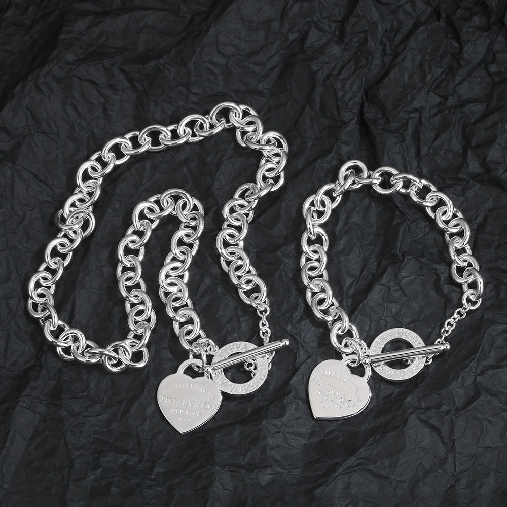 Roostick Heart Tag Toggle Necklace