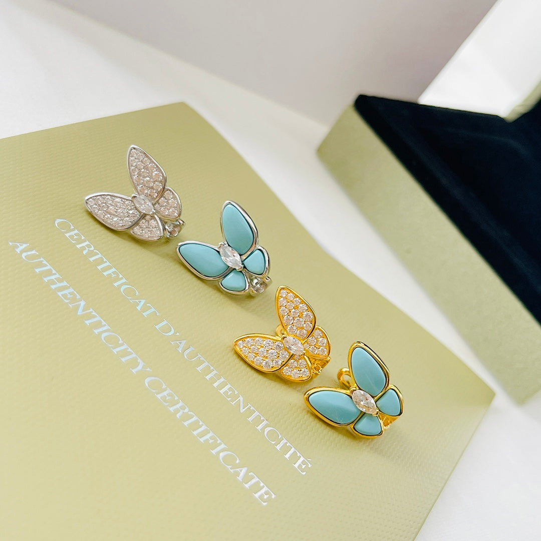 Roostick Two Butterfly Turquoise Earrings