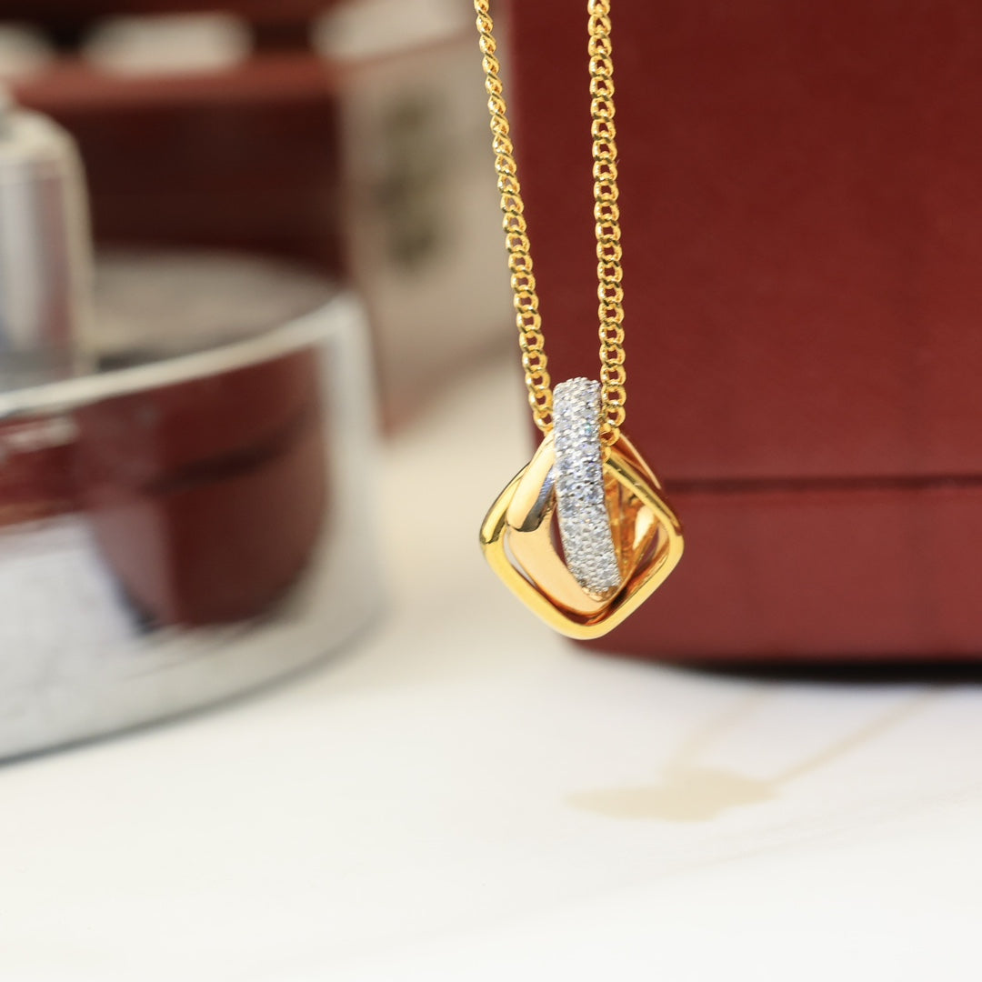 Roostick Trinity Cushion Diamond Necklace