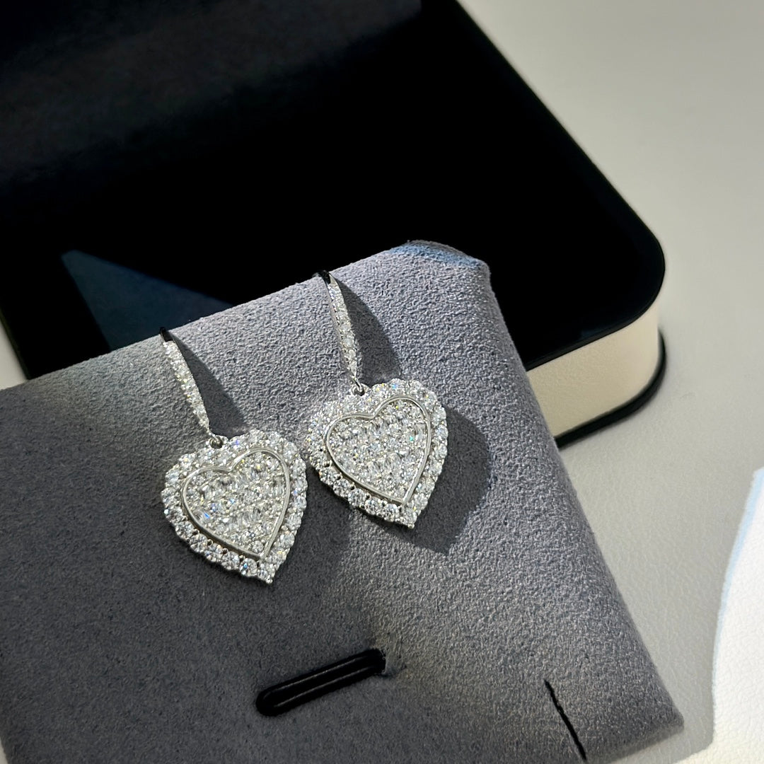 Roostick Diamond Heart Crystal Earrings