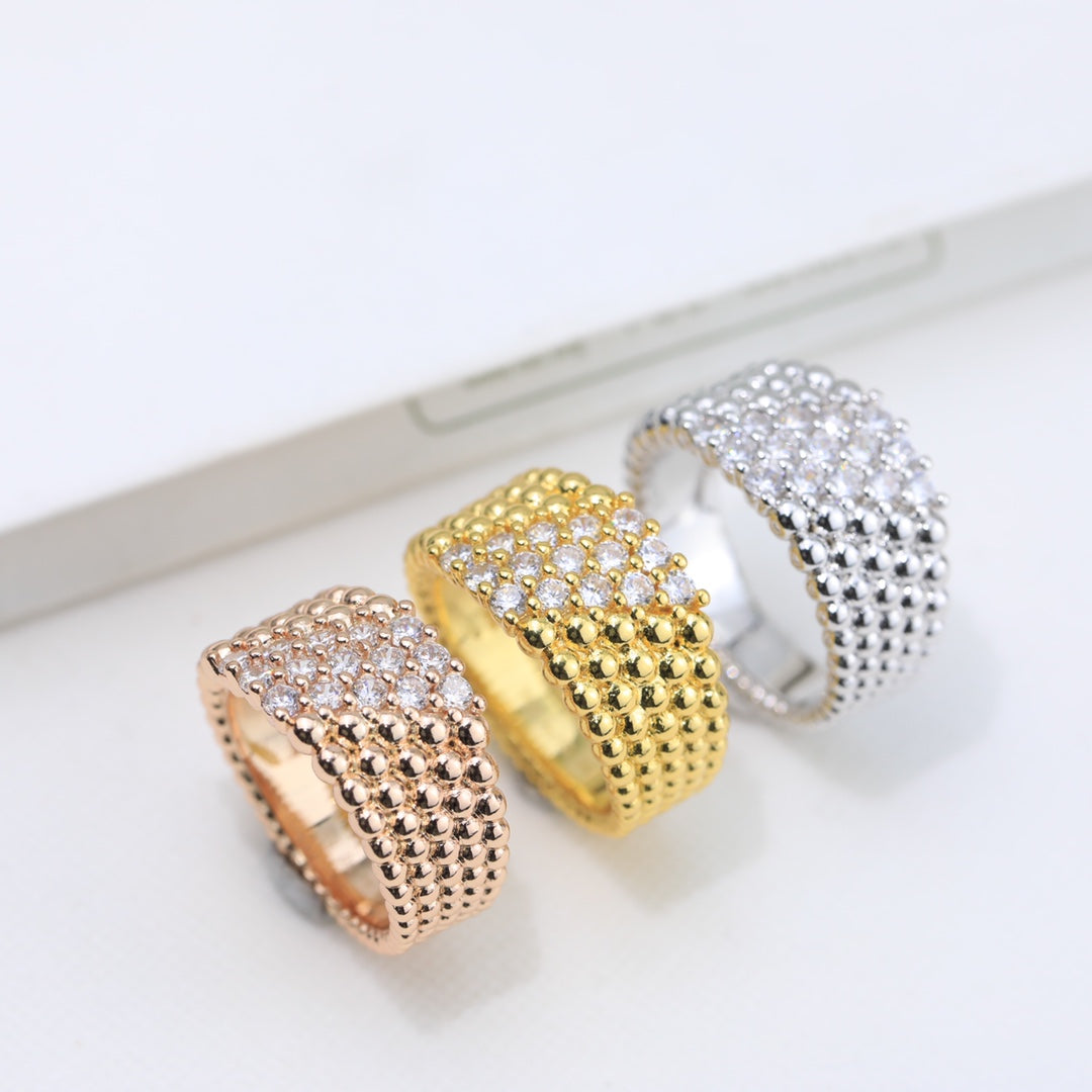 Roostick Perlée Diamonds Five Rows Ring