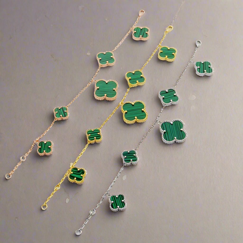 Roostick Magic Alhambra Five Malachite Motifs Clover Bracelet