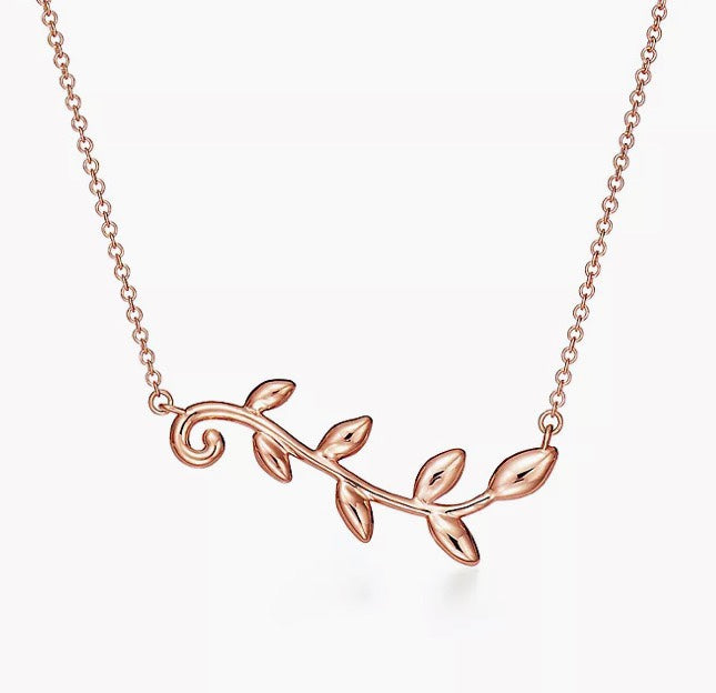 Roostick Olive Leaf Vine Pendant Necklace