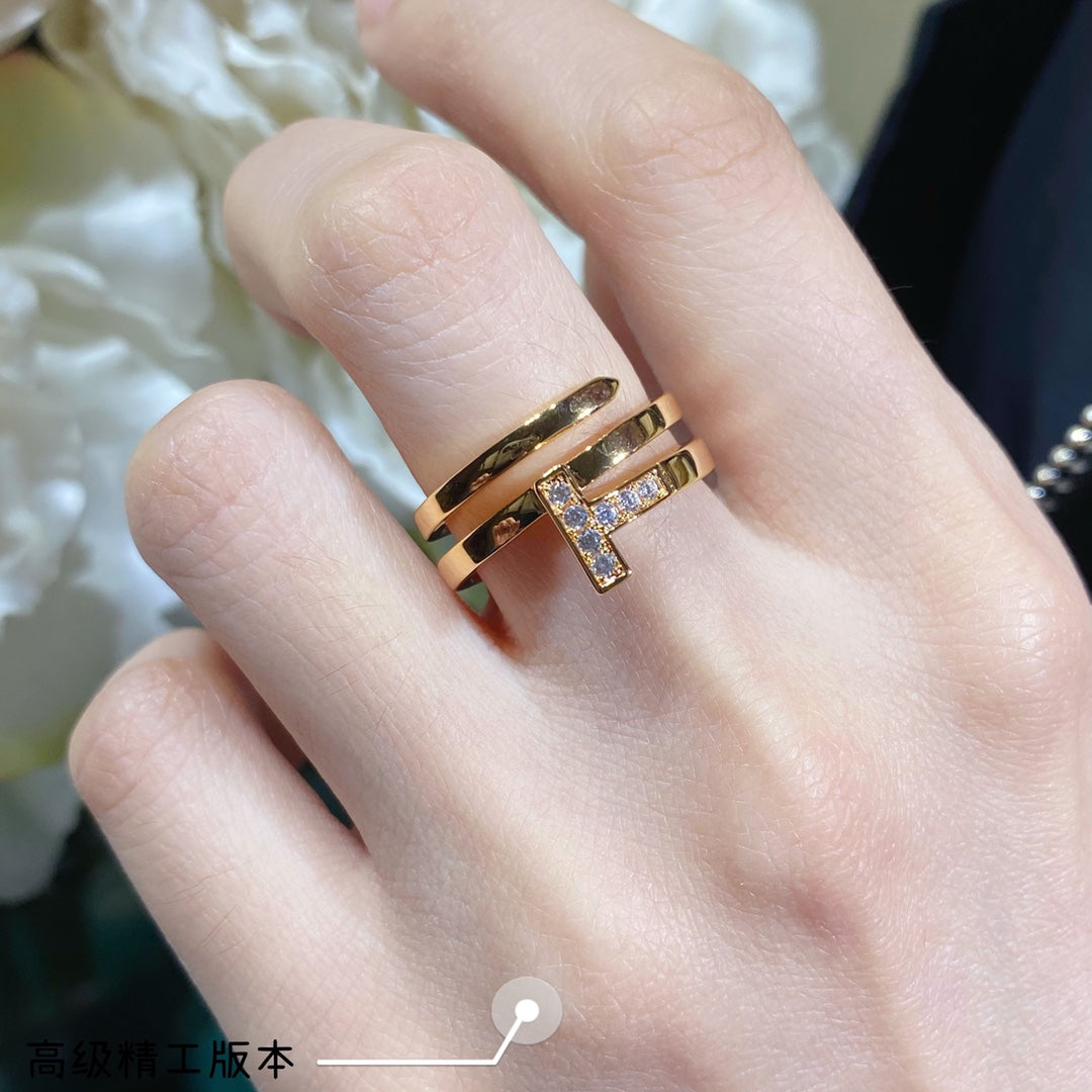 Roostick T Diamond Square Wrap Ring