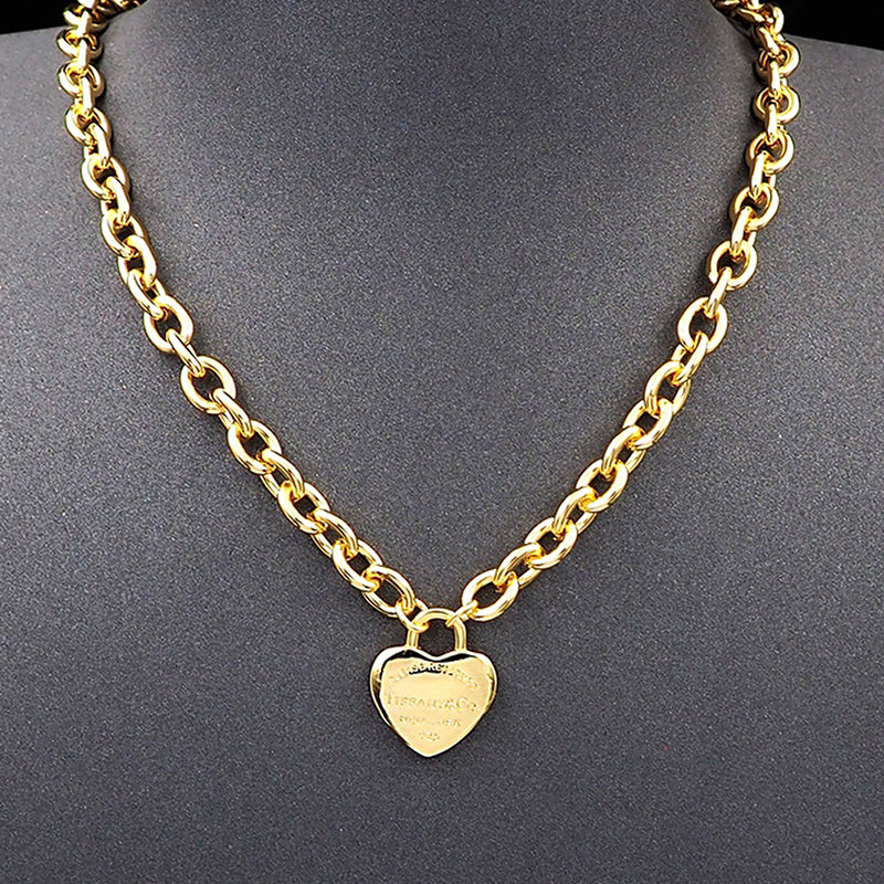 Roostick Tag Chain Heart Necklace