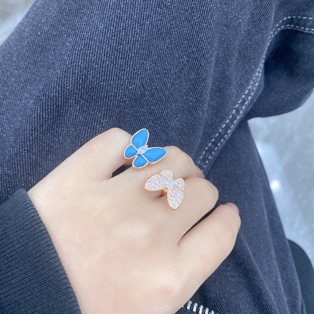 Roostick Two Butterfly Between the Finger Turquoise Ring