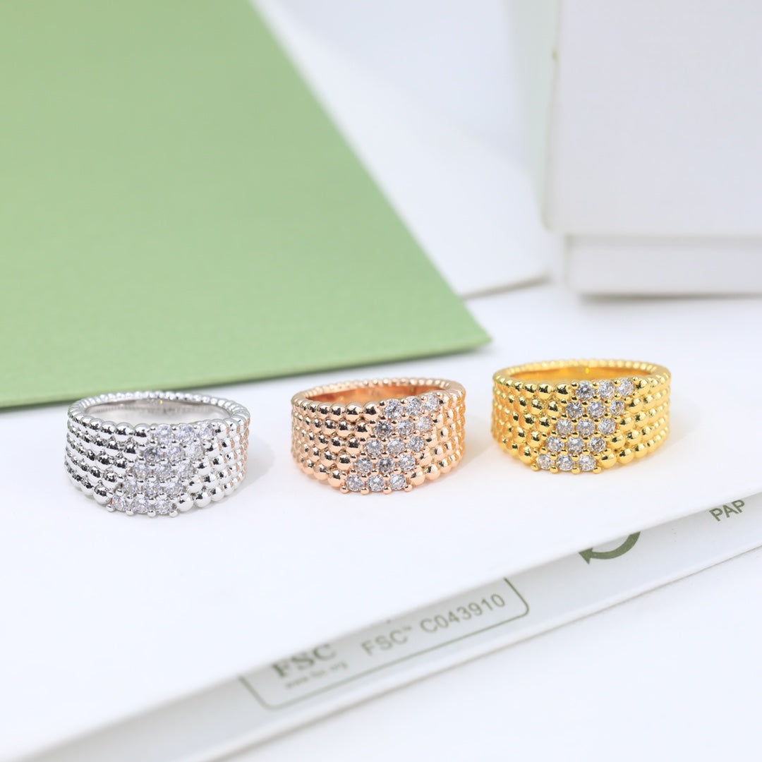 Roostick Perlée Diamonds Five Rows Ring