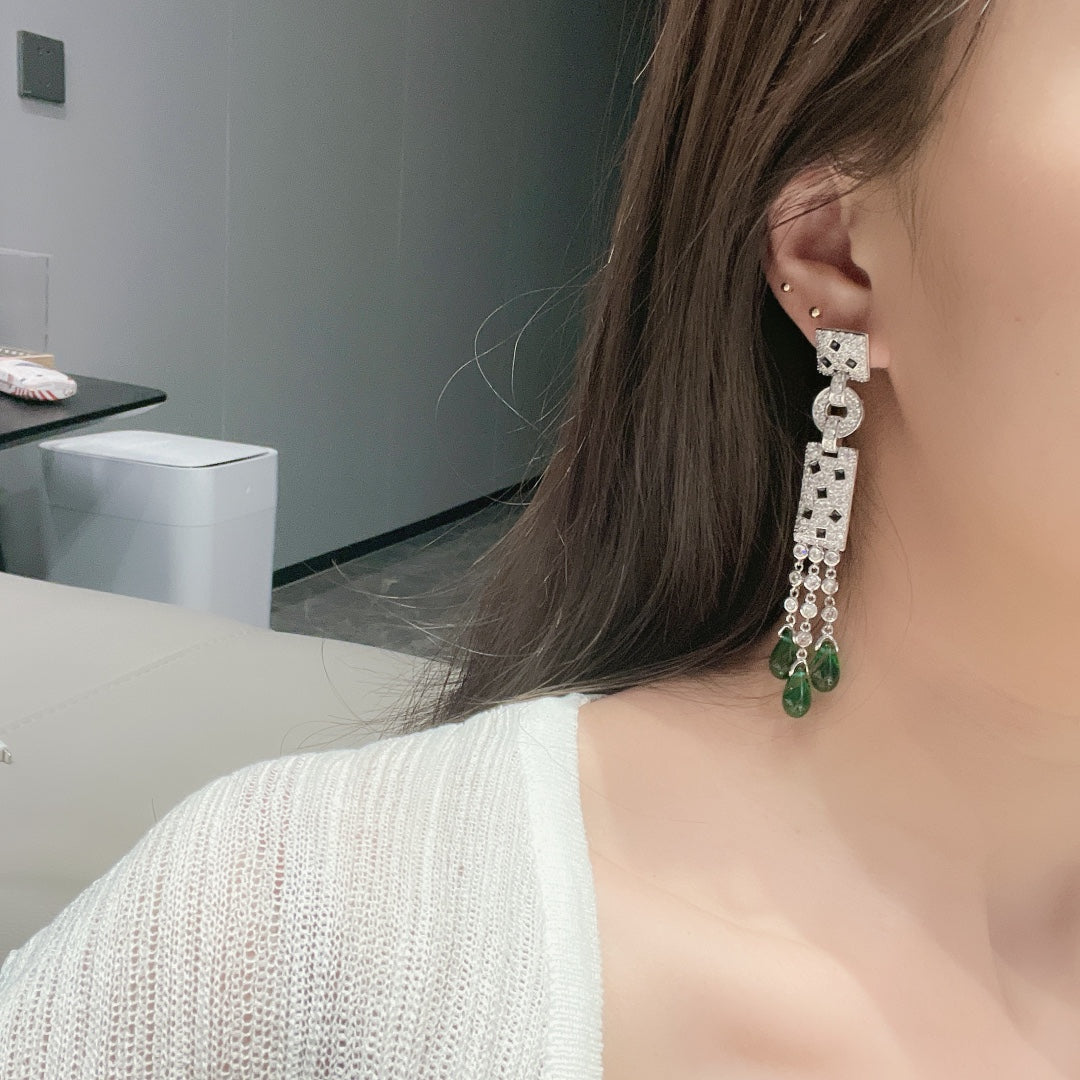 Roostick Panthère De Long Diamond Earrings