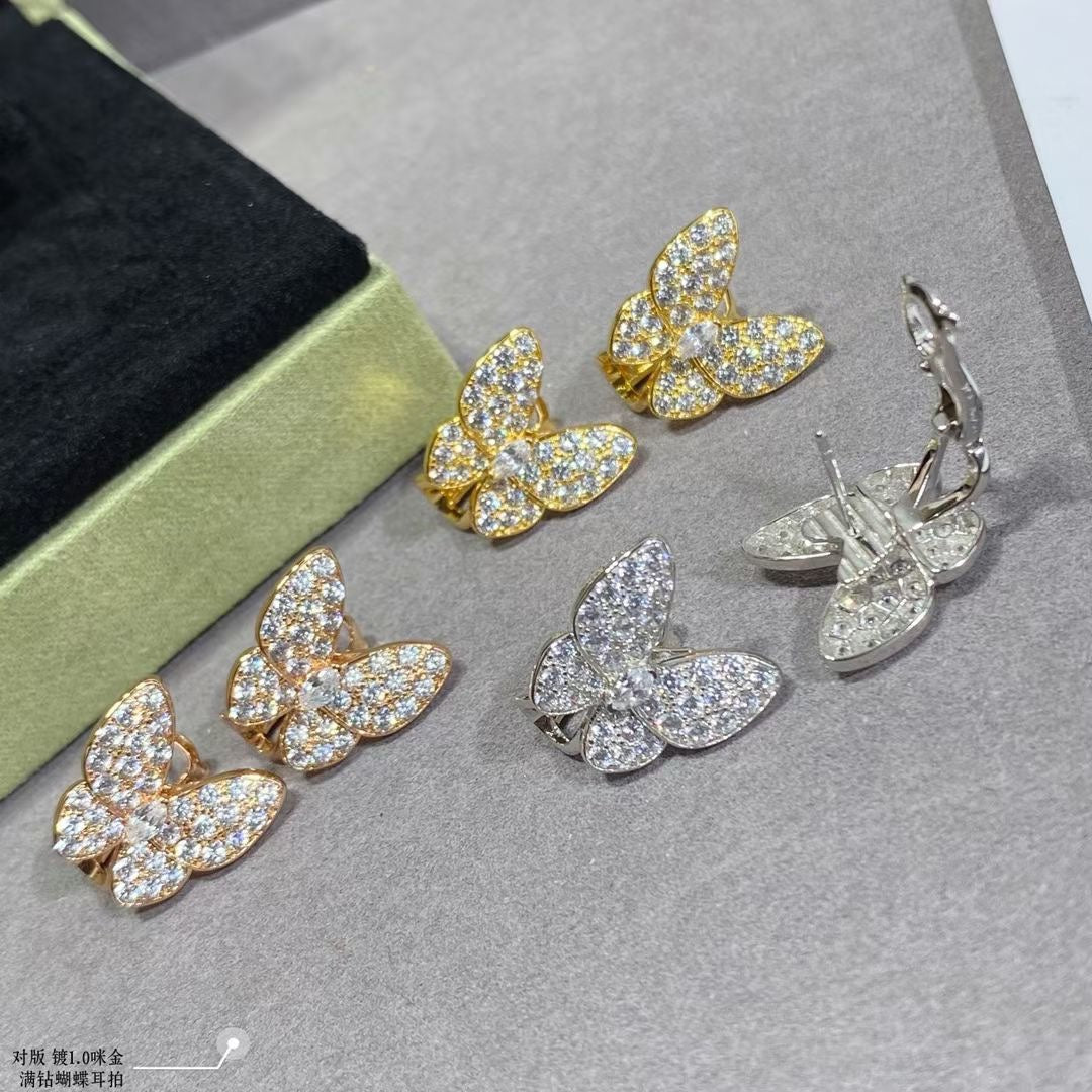 Roostick Two Butterfly Diamonds Earrings