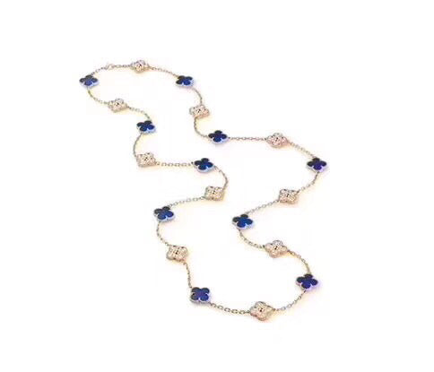 Roostick Vintage Alhambra Turquoise Diamond 20 Motifs Long Necklace