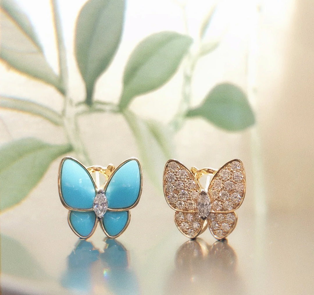 Roostick Two Butterfly Turquoise Earrings