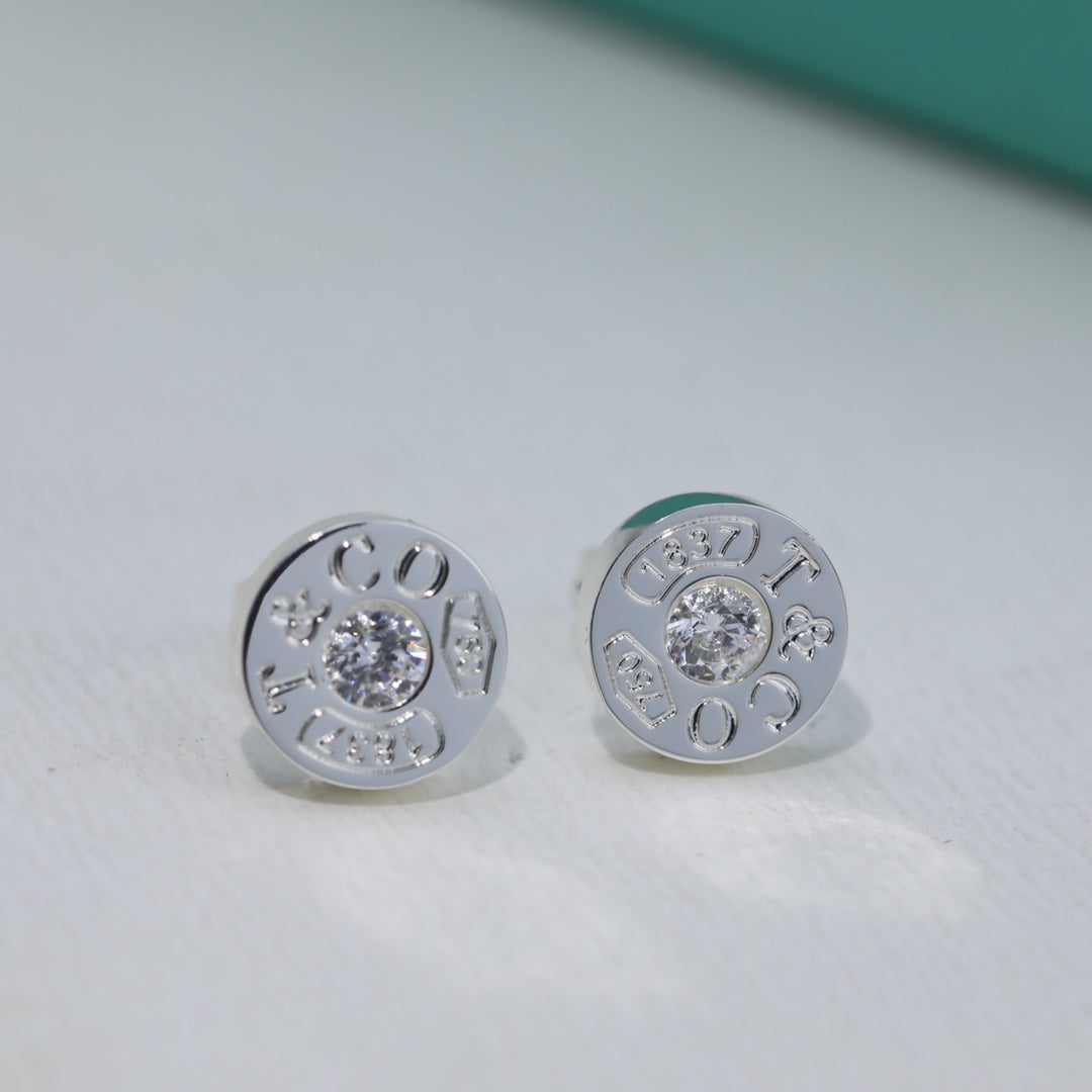 Roostick 1837 Diamond Stud Circle Earrings