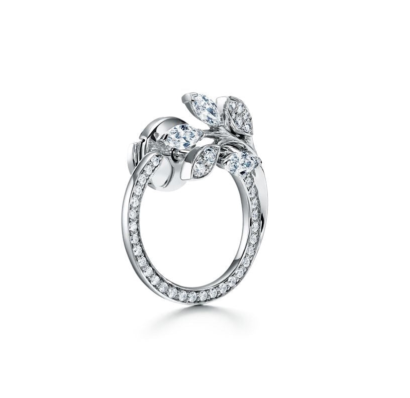 Roostick Diamond Vine Circle Earrings in Platinum