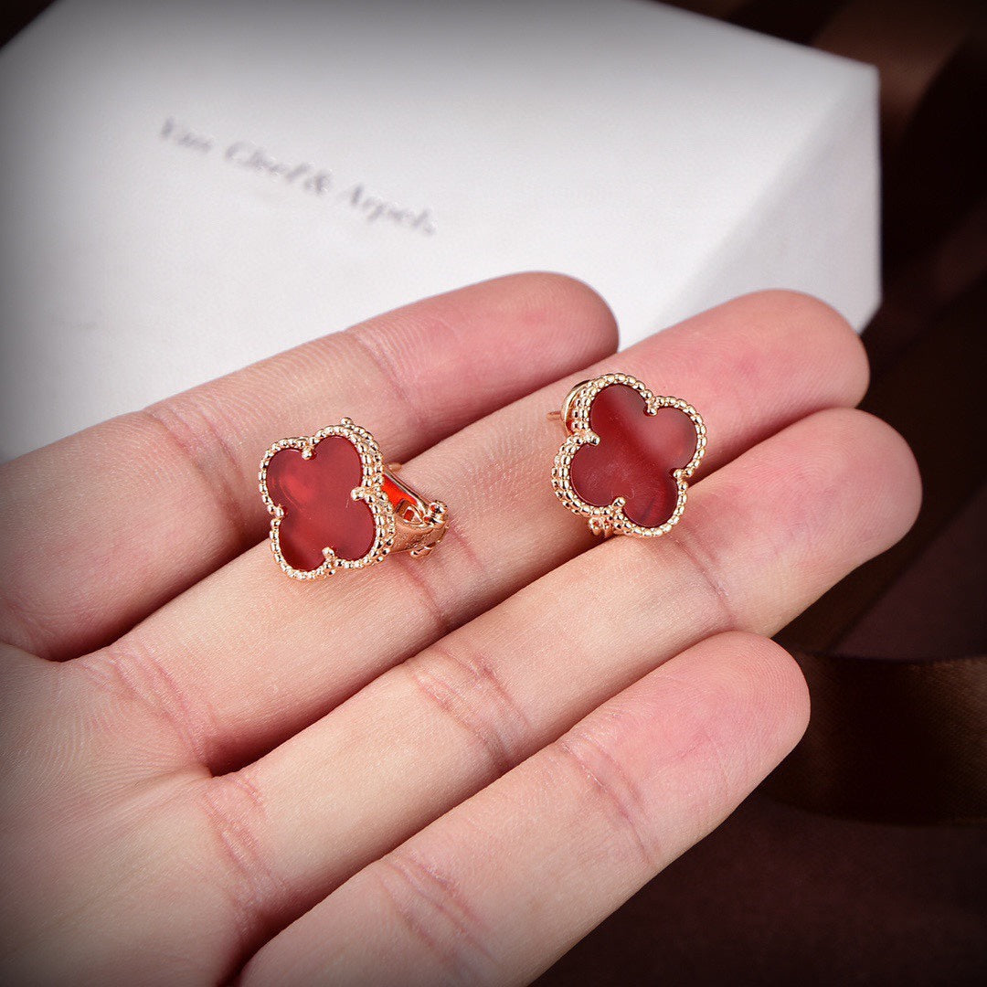 18k Vintage Alhambra Carnelian Earrings