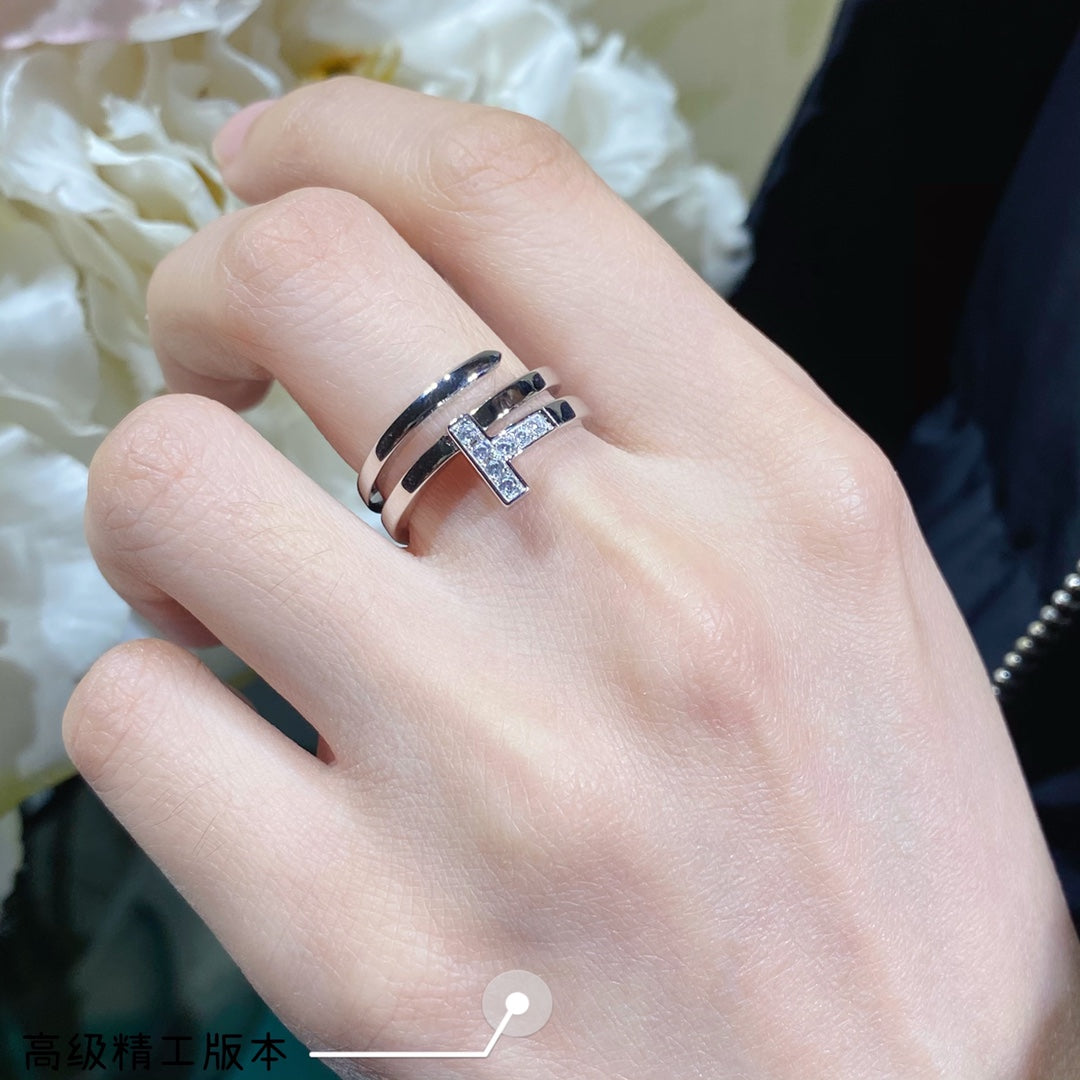 Roostick T Diamond Square Wrap Ring