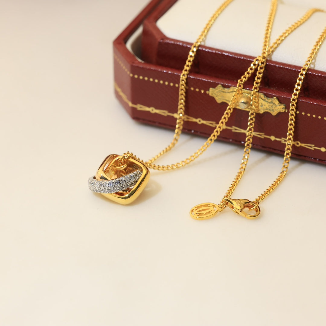 Roostick Trinity Cushion Diamond Necklace