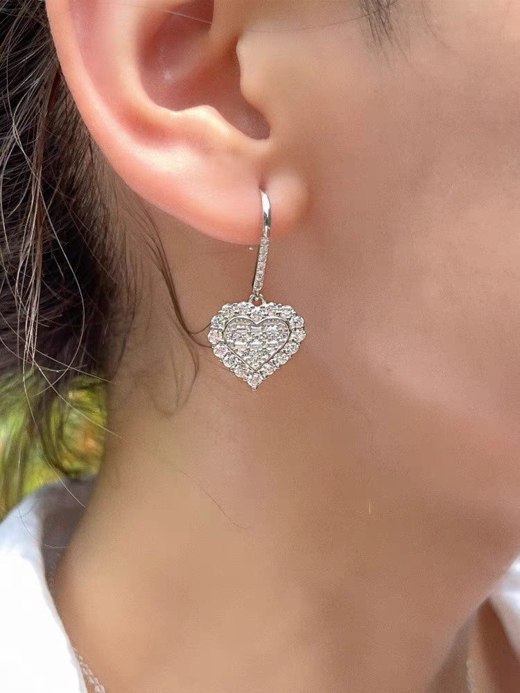 Roostick Diamond Heart Crystal Earrings