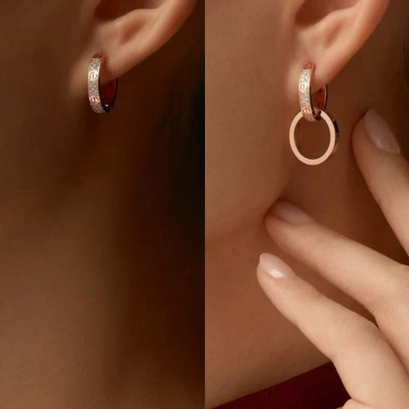 Roostick Love Double Hoop Diamond Earrings
