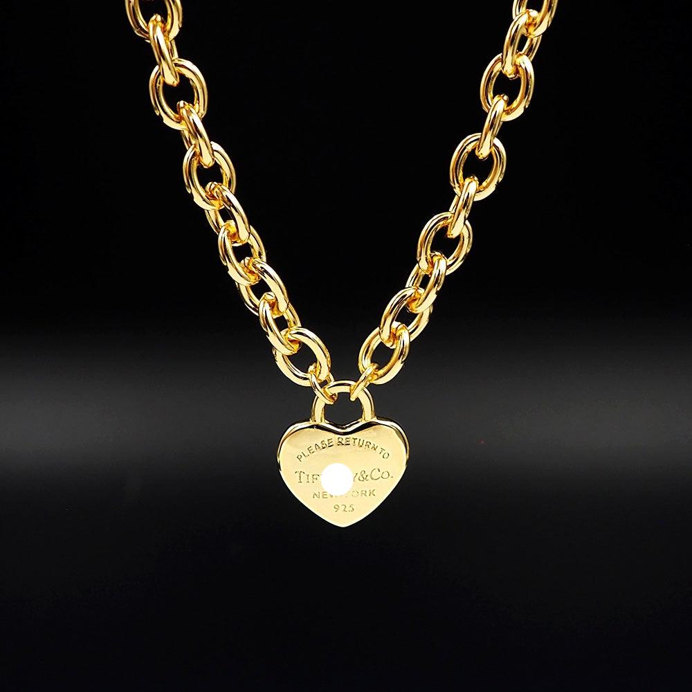Roostick Tag Chain Heart Necklace