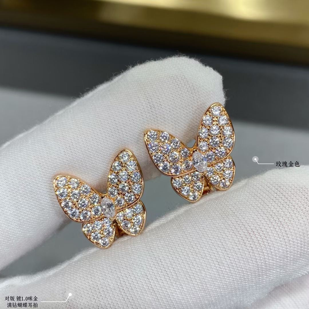 Roostick Two Butterfly Diamonds Earrings
