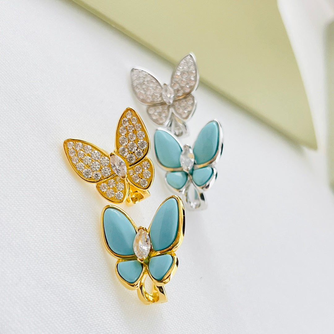 Roostick Two Butterfly Turquoise Earrings