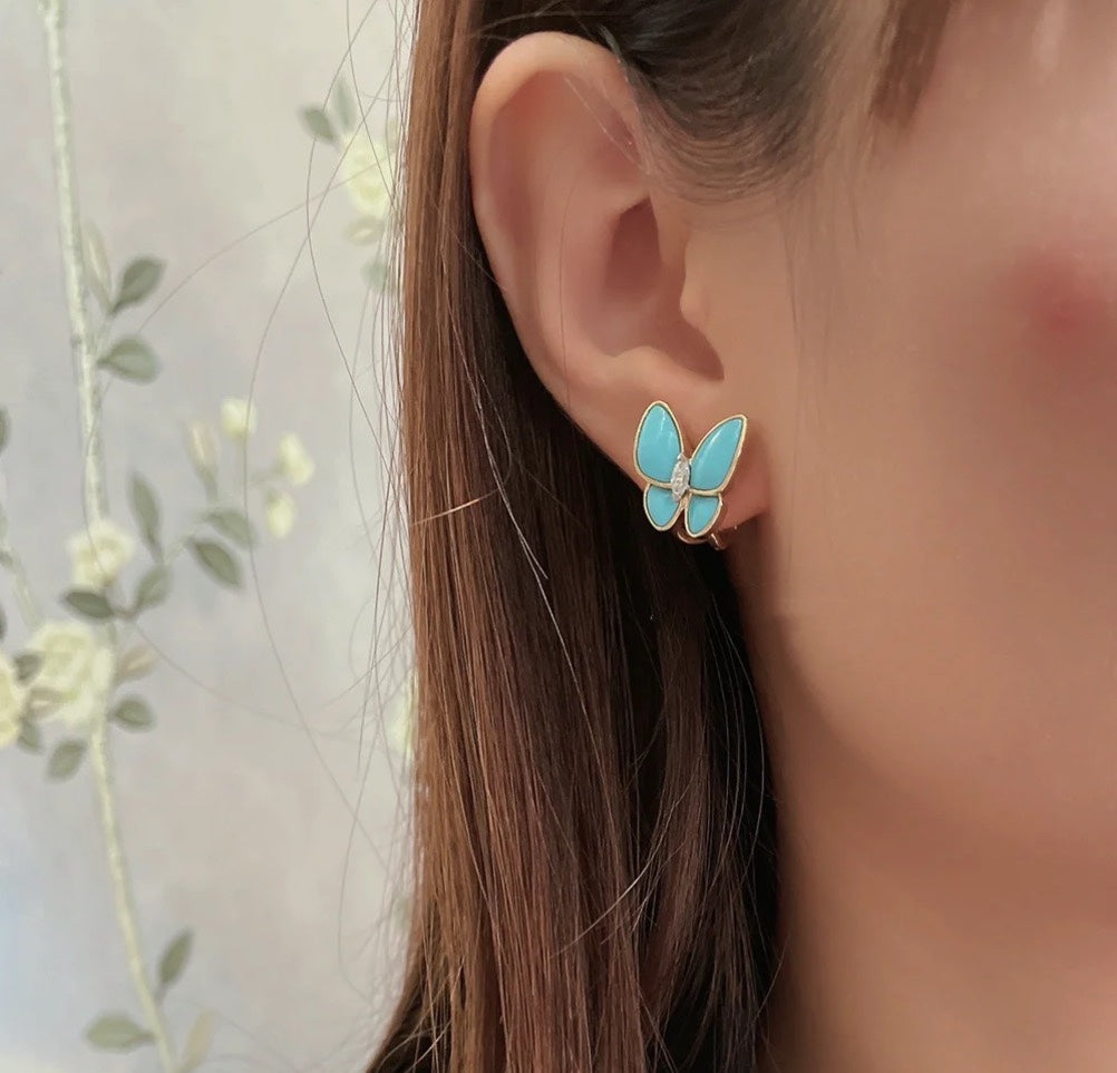 Roostick Two Butterfly Turquoise Earrings