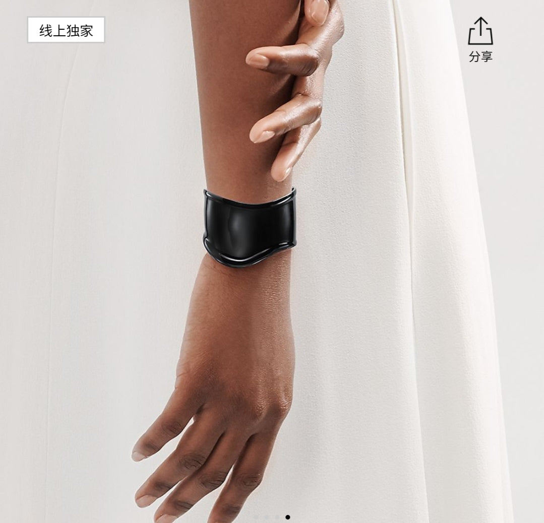 Roostick Elsa Peretti Small Bone Cuff Black Bracelet